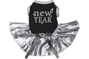Petitebella New Year Puppy Dog Dress (Black/Silver, Small)