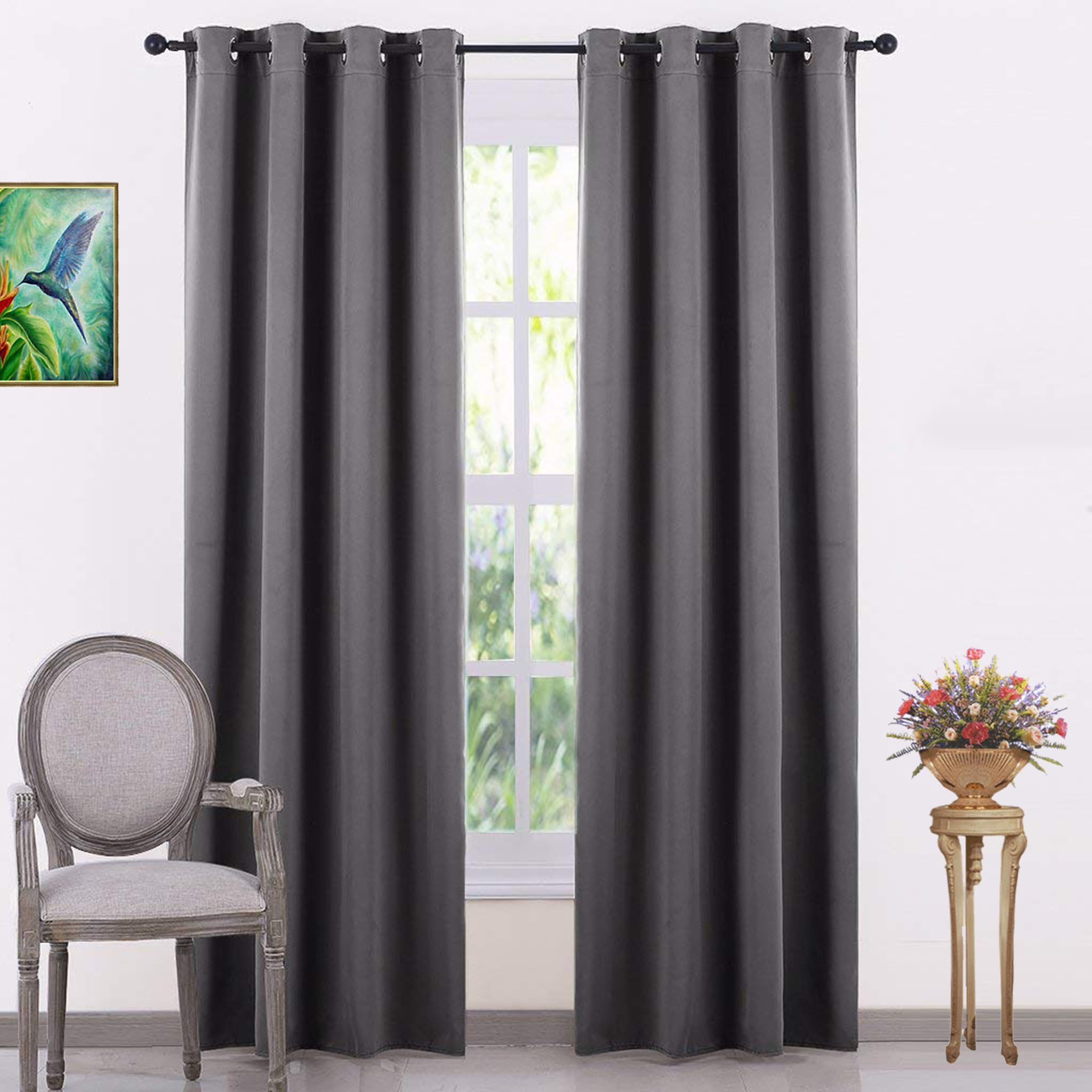 JUPON Silk Solid Curtain with 3 Layers Weaving Technology, Door- 4x7ft, Grey, Pack of 1 Piece, Blackout