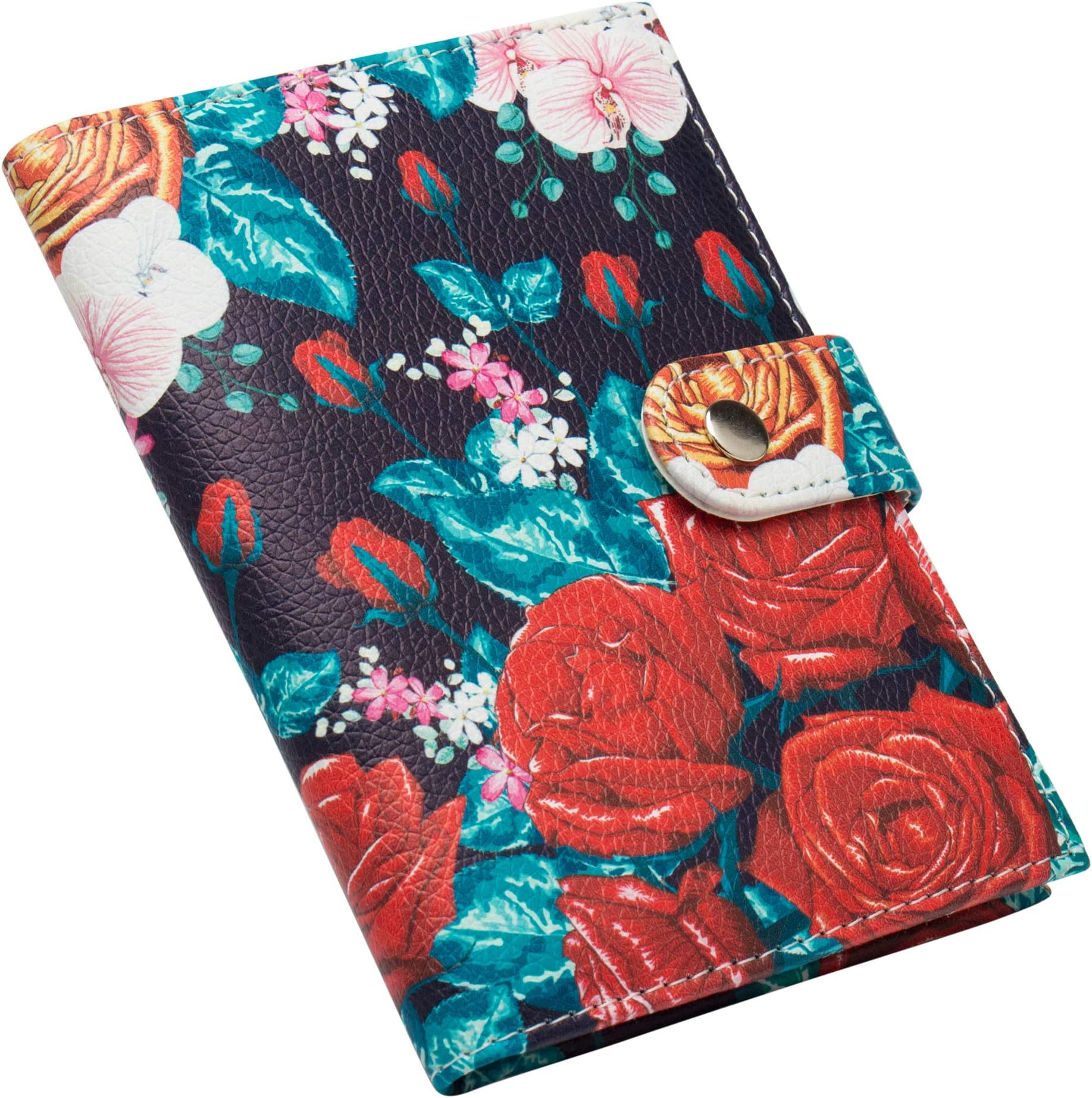 Passport Holder Cover Wallet, Rose Flower Patten Travel Luggage Passport Wallet with PU Leather