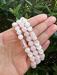 Rose Quartz and Selenite Crystal Bead Bracelet