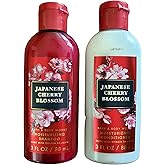 Bath and Body Works Japanese Cherry Blossom Travel Size Shampoo and Conditioner Set of 2