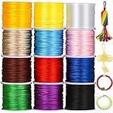 Cridoz 12 Rolls Nylon String for Bracelets, Satin