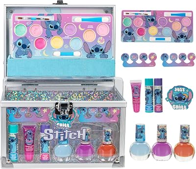 Townley Girl Stitch Train Case Makeup Set Frozen Kiss Lip Gloss Nail Polish