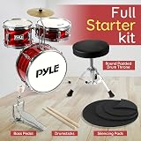 Pyle Kids Drum Kit 3 Piece Junior Drum Set with Seat Snare Tom Cymbal view 3
