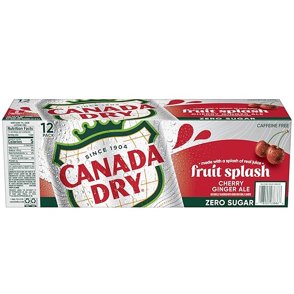 CANADA DRY ZERO SUGAR CHERRY GINGERALE FRUIT SPLASH 12OZ, PACK OF 12