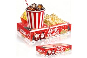 CCINEE 24pcs Christmas Movie Night Snack Trays, Xmas Party Favor Boxes for Treat Santa Claus Snack Candy Cookies Goodies Food Box Container for Family Gathering Party Supply