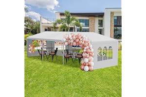 OLLIDOT 10' x 30' White Gazebo Canopy Tent Featuring 5 Removable Sidewalls, White Patio Gazebo Tents, Shelter Tent Perfect for Birthdays, Events, Parties, Weddings, Gatherings and Patio