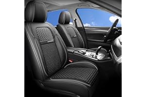 Coverado Leather Seat Covers Front, 2-Pack Universal Seat Covers for Cars, Waterproof Luxury Leatherette Seat Cushions, Auto Car Seats Protectors, Driver Seat Covers Fit for Most Vehicles-BlackPure