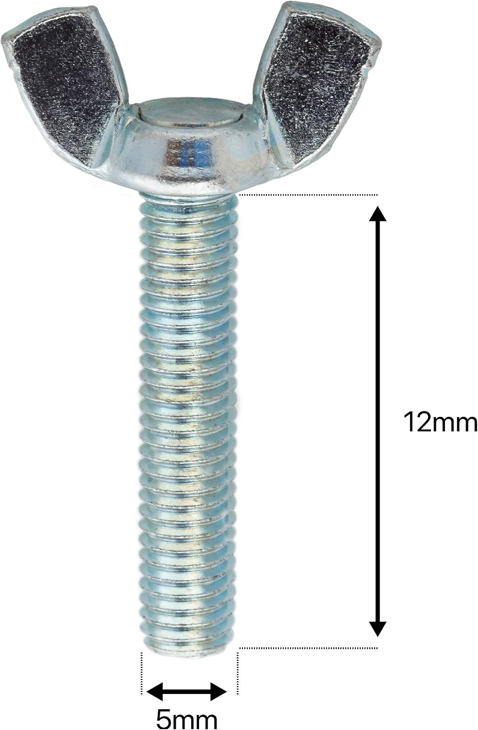 M5 (5mm x 12mm) Butterfly Wing Screws Thumb Screws Wing Bolts Steel (Pack of 10) A06BC, M5 x 12mm - Image 3