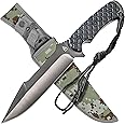 Full Tang Bushcraft Knife, 12" Full Tang Fixed Blade Knife, 440C Stainless Steel Camping Knife with Sheath, Full Tang Survival Knife By Kratos - ZF3