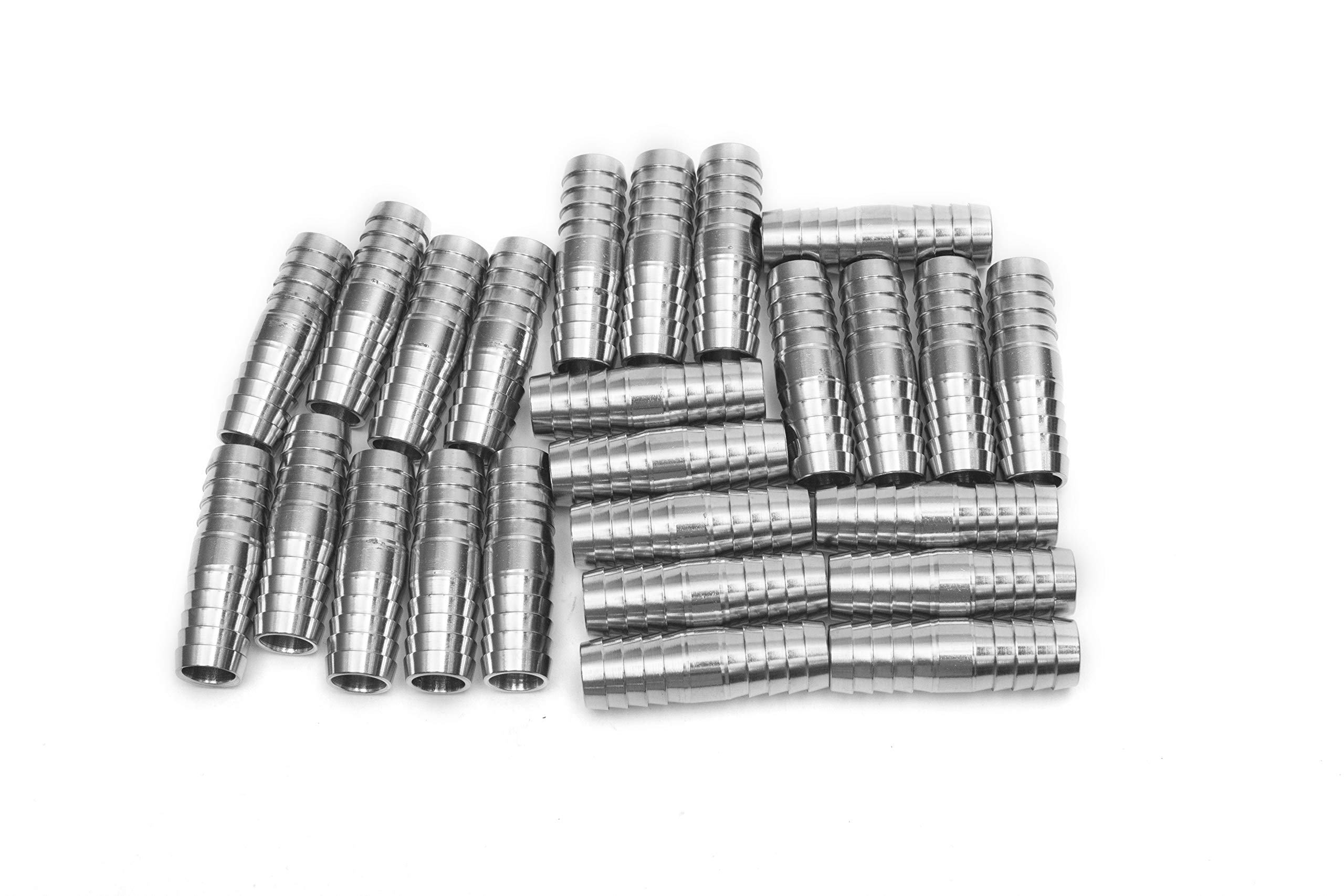 LTWFITTING Bar Production Stainless Steel 316 Barb Splicer Mender 16mm Hose ID Fitting Air Water Fuel Boat (Pack of 25)