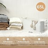 TIMEYARD Large Storage Basket Cotton Rope 63L White 55x38x30 cm view 3