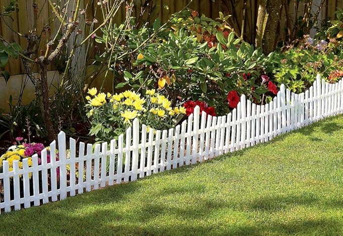 Great Ideas Set of 4 Mini White Garden Picket Fence Panels - Wood