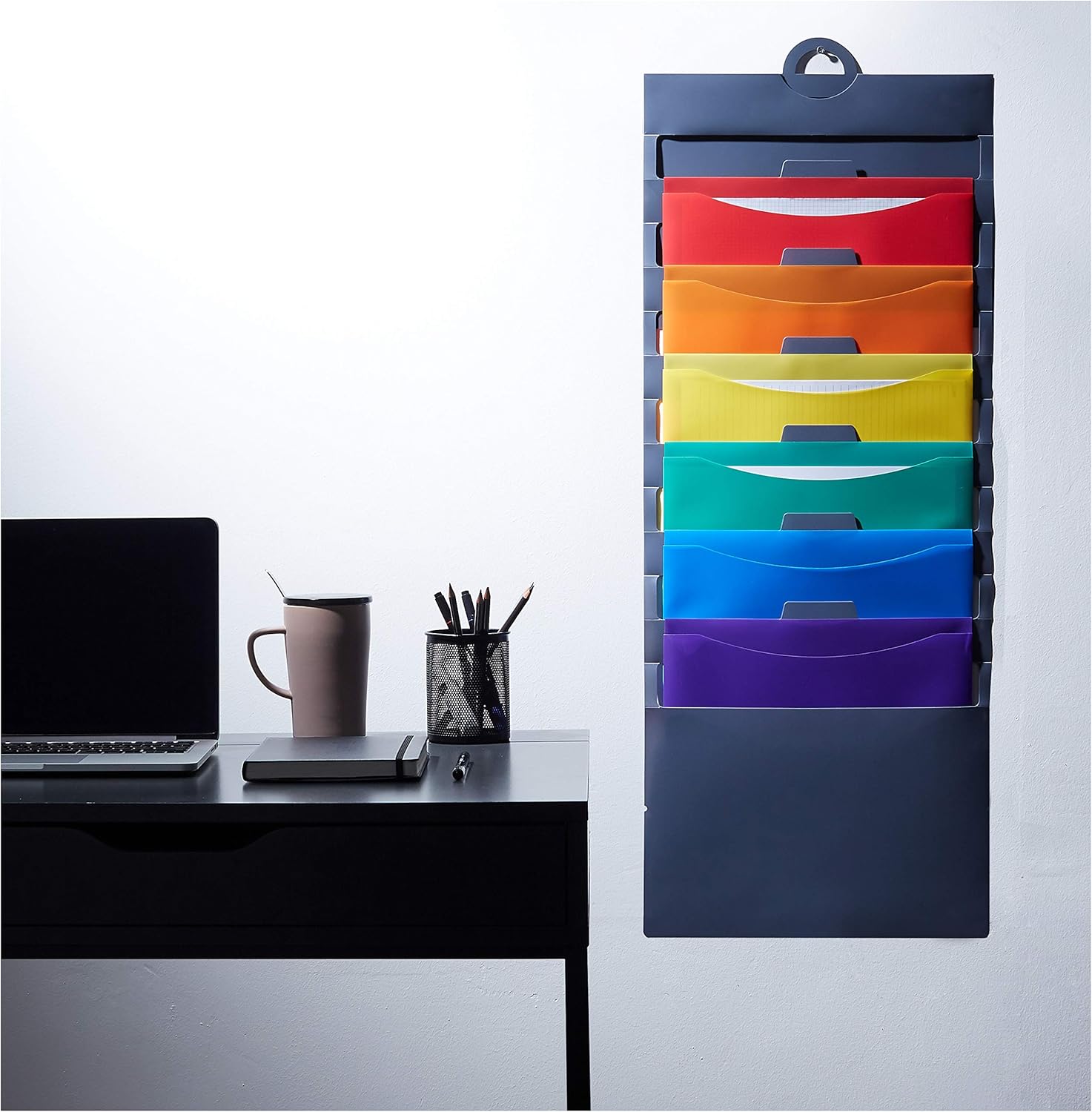 Basics Hanging 6 Pocket File Folders - Multicolor : Office Products