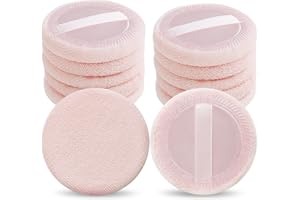 WLLHYF 12PCS Makeup Powder Puffs Pink Cotton Powder Puffs Round Powder Puff for Makeup Face Powder Velour Puffs for Loose Powder Washable (pink)