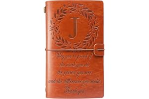 Filten Thank You Gifts Monogrammed Initial Leather Journal Make a Difference Notebook Inspirational Gifts Appreciation Gifts Employee Boss Pastor Volunteer Nurse Doctors Teacher Coworkers for Women