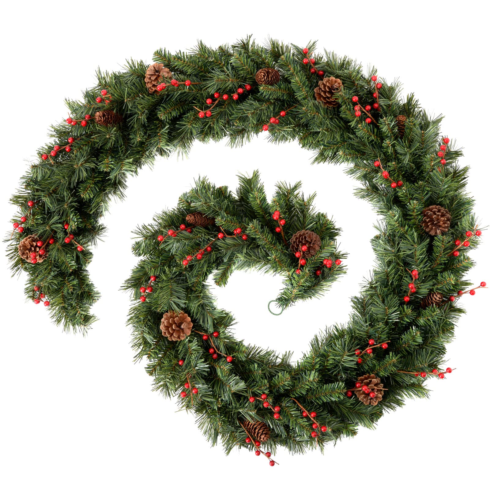 WeRChristmas Extra Thick Mixed Pine Garland with Cones and Berries, Natural, 9 feet — image 1