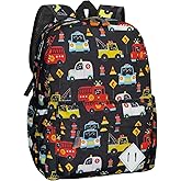 RSUARSUA Little Kids Backpack for Girls Boys - 15 Inch Preschool Kindergarten Backpack Cute Car Patterns School Bag for Aged 3-8, Black