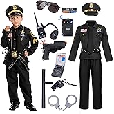 Spooktacular Creations 14PCS Halloween Police Costume for Kids, Police Officer Costume for Boys, Toddler RolePlay Party