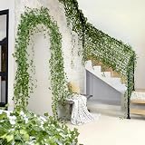 CQURE 36Pcs 252FT Artificial Ivy Garland Vines UV Resistant Green Leaves view 6