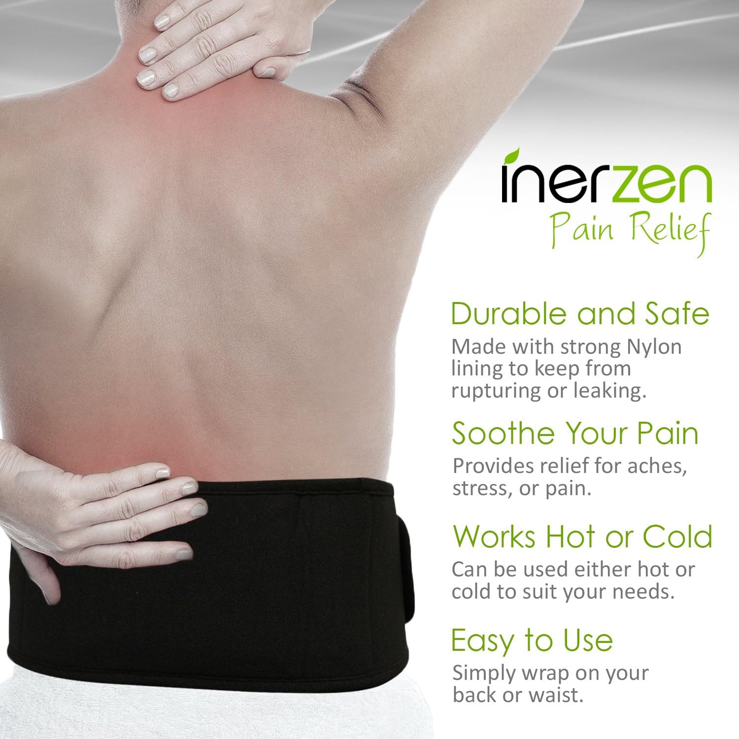 Inerzen Back and Waist Hot and Cold Gel Pad Therapy Wrap for Pain, Muscle, Stress Relief - Microwavable & Freezable: Health & Personal Care