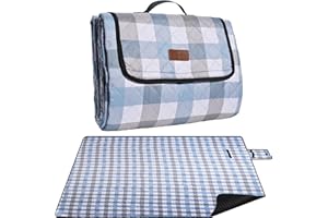 ALLBFENG Extra Large Picnic Blanket 80''x 80'' Waterproof Foldable Picnic Mat for Beach, 5-Layer Outdoor Blanket for 6 to 8 Adults,Camping Grass Lawn Park Accessories Couple Park Wedding Registry(Blue Gray)