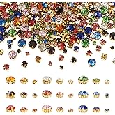 Pandahall About 900Pcs Faceted Sew on Rhinestone 27 Style Flat Round Crystal Gems Mental Flatback with Golden Claw for Costume, Clothes, Garments, Dress, Earring, Belt and Shoes