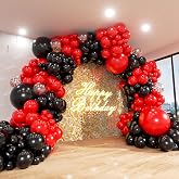 ADOINBY Red and Black Balloon Arch Kit, 140Pcs Different Sizes inch Black and Red Balloons and Confetti Party Balloon Garland Kit for Birthday, Wedding, Graduation, Anniversary, Prom Decorations