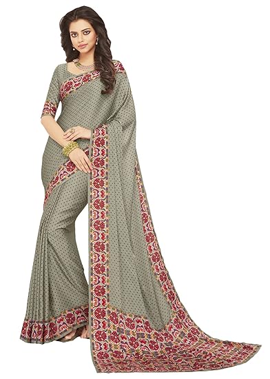 Womens Digital Printe Crepe Saree(miraki6413_asparagus green)