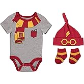 Harry Potter Baby Boys Clothing 3-Piece Set with Bodysuit, Hat, and Socks Gifts Baby Clothes