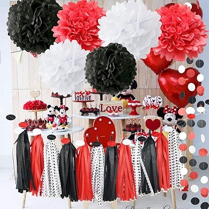 Amazon Com Minnie Mouse Party Supplies White Black Red Baby Ladybug