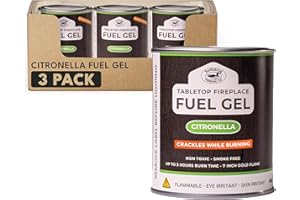 Superior Trading Co. Citronella Gel Fuel Cans, Clean-Burning Bioethanol, Smoke-Free, Fresh Scent 3-Hour Burn, Indoor & Outdoor Safe, 368g, 3 Pack