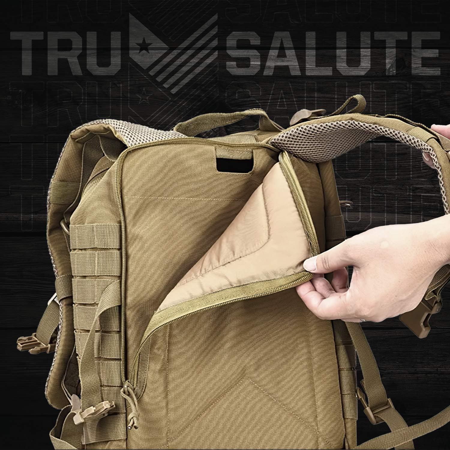 Tru Salute Military Tactical Backpack Large Tan Army 3 Day Assault Pack Molle Bugout Bag Rucksack (tan): Clothing