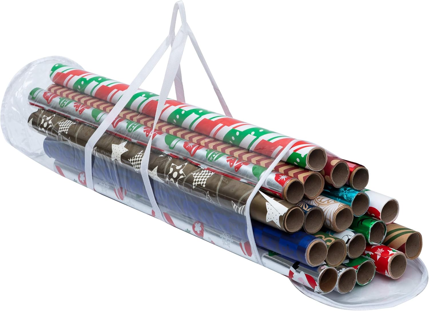 Joiedomi Clear Gift Wrap Organizers Set, Christmas Wrapping Paper Storage Bag Wrapping Paper Holder Made from Water Proof PVC and Fabric Fits Up to 20 Standard Rolls (2 Pack): Home & Kitchen