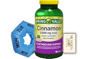 ME GUSTA SHOP Spring Valley Cinnamon Plus Chromium Capsules Dietary Supplement, 1,000 mg, 180 Count (Pack 01) + Me Gustas Sticker
