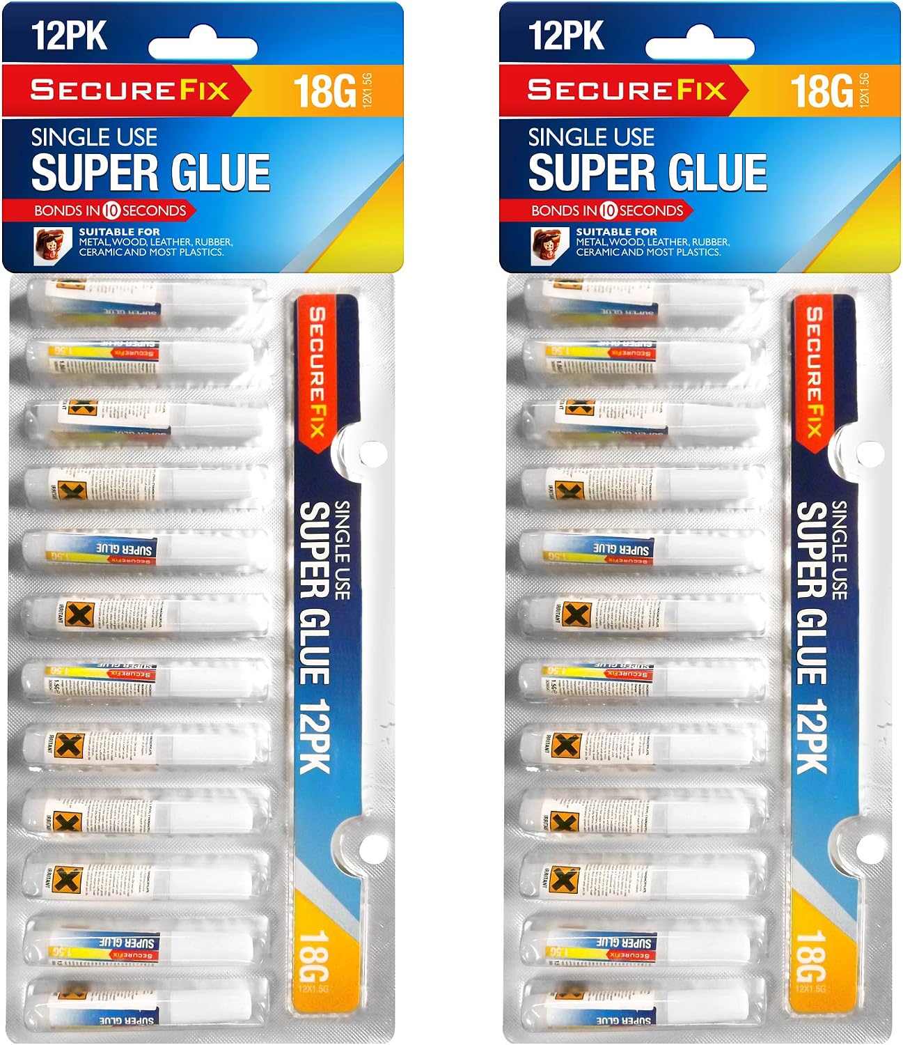 FERRIS Super Glue 20 Pack, Extra Strong Fast-Dry Formula, 10-Second Cure, 1.5g Tubes