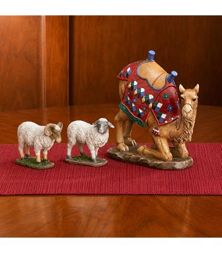 アンリ人形　Shepherd lying with lambs nativity Shepherds, Sheep and Angel 14 inch Christmas Nativity Set