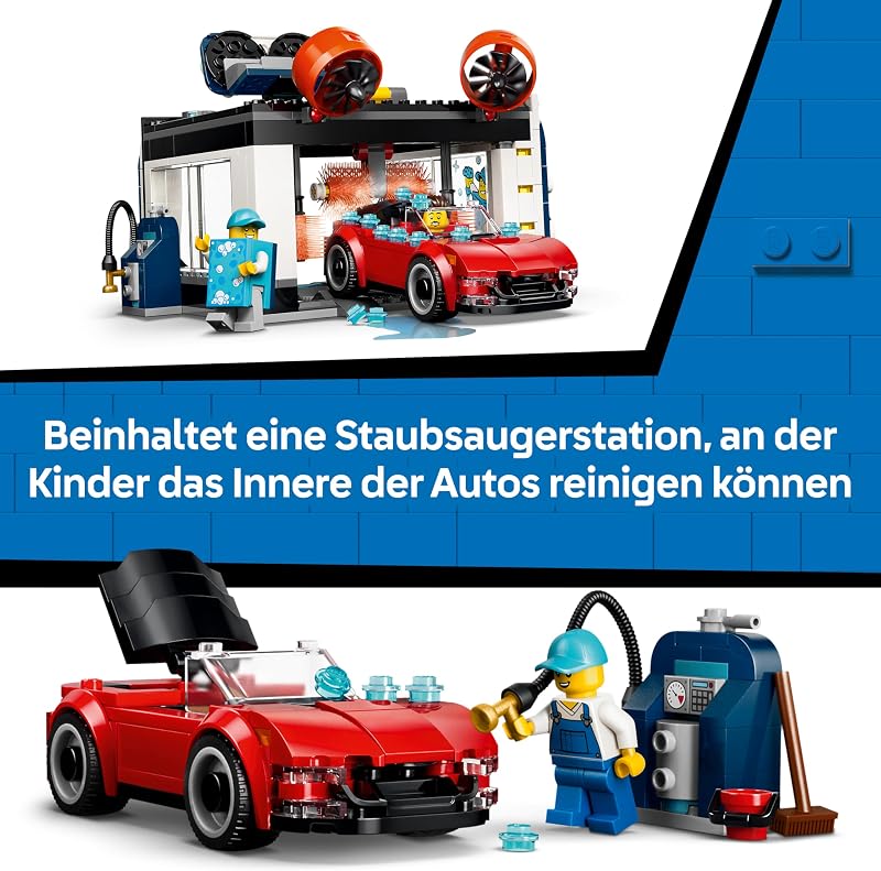 City Waschstraße Spielzeug - inkl. 2 Modellautos, Waschfunktion und 4 Minifiguren mit Zubehör - Geburtstagsgeschenk für Jungen ab 6 Jahren - 60497 — Foto 6 von 8