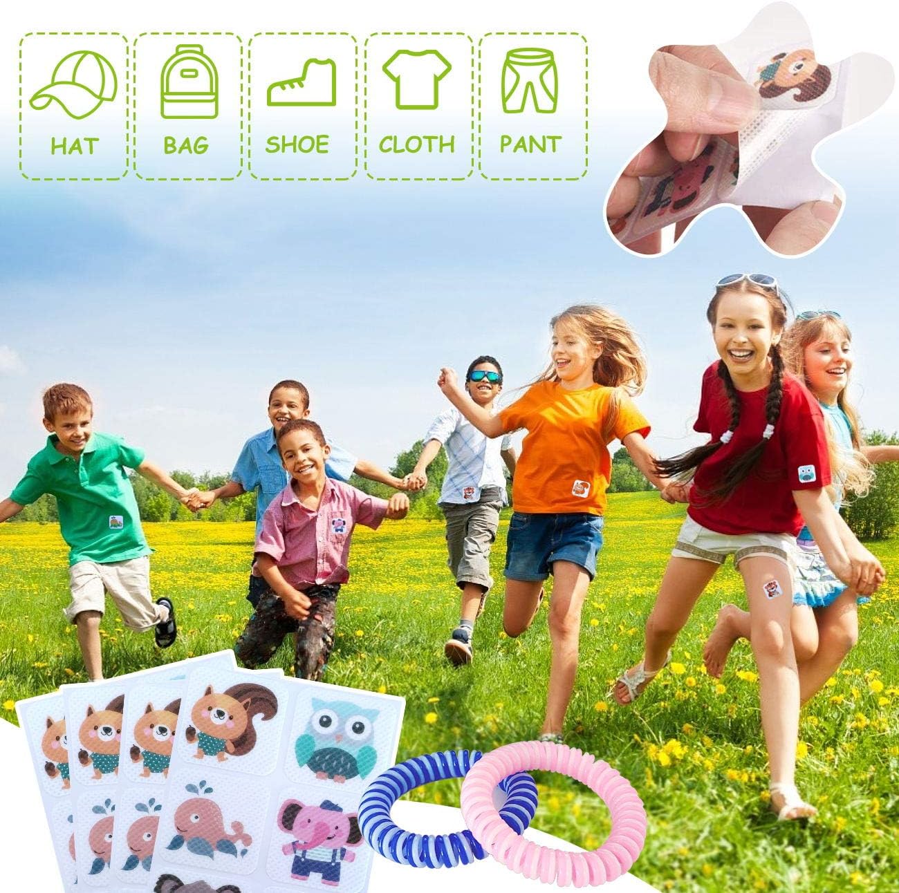 120 Pcs Patch, Resealable Stickers with 2 Bracelet- for Family Kids, Adults & Pets, 100% Natural Materials, DEET-Free, Non Toxic, Waterproof Safe Travel Sticker: Health & Personal Care