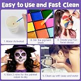 ENJSD Face Paint Set, 18 Colors, 5 Brushes, 30 Stencils, Water Based Non-Toxic view 6