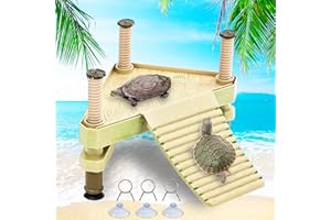 Keedolla Small Turtle Pier Floating Basking Platform for Aquatic Turtles, Floating Turtle Dock Basking Area for Turtles Tank, Decorative Aquarium Turtle Reptile Basking Platform with Ramp Ladder