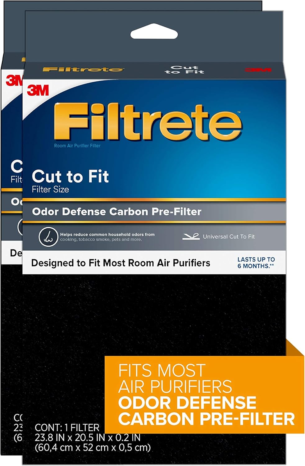Filtrete Odor Defense Carbon Prefilter Room Air Purifier Filter 2-Pack