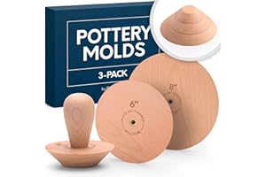 Byllstore 3-Pack Round Pottery Molds | Create Bowls & Plates | 4″, 6″ & 8″ Ceramic Tops | Interchangeable Handle