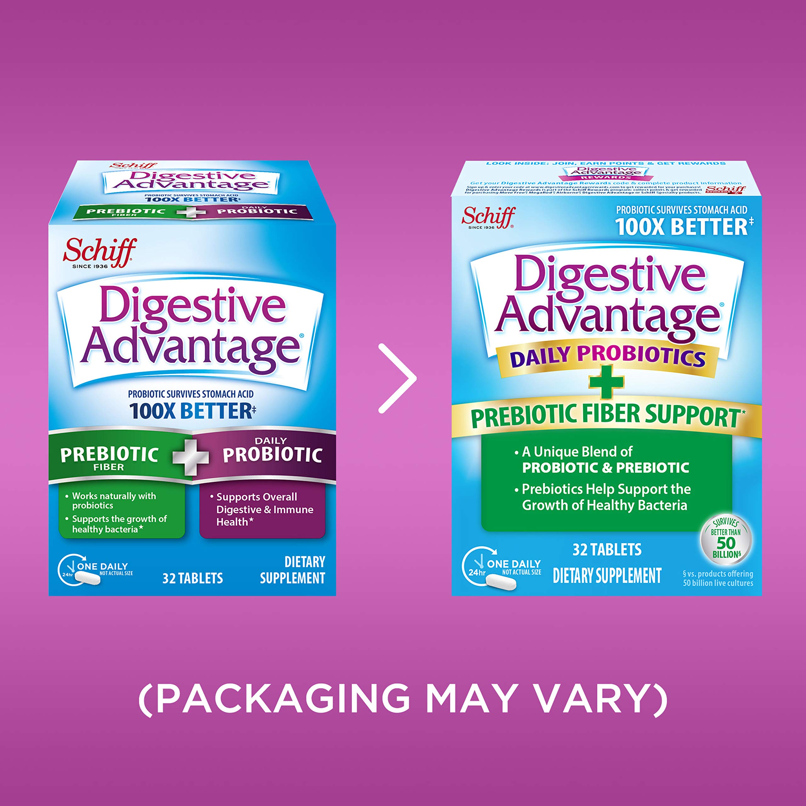 Prebiotic Fiber Plus Probiotic Tablets, Digestive Advantage (32 Count