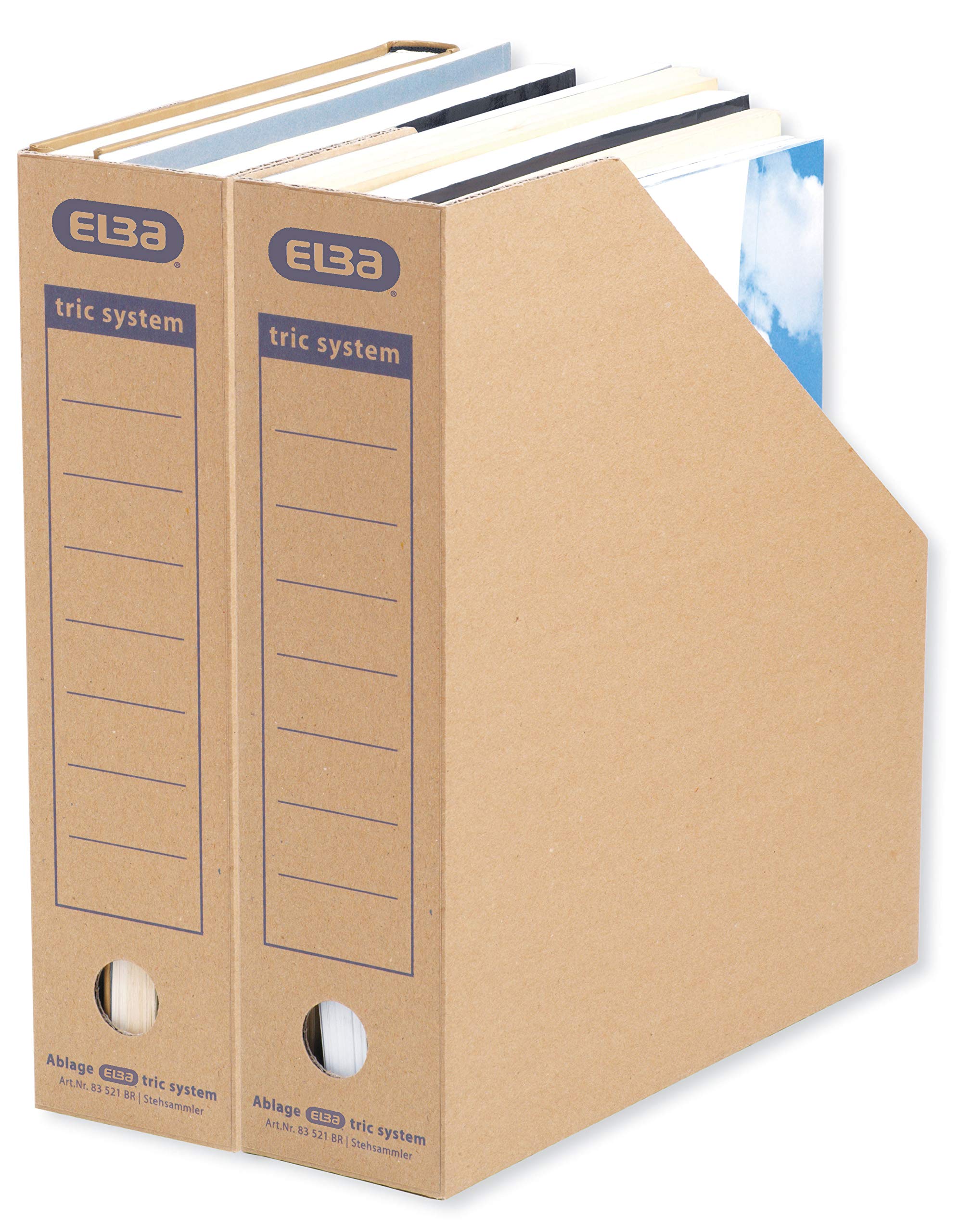 Elba 83521 Magazine File Tric System with Printed Inscriptions for Archiving/for Catalogues/Magazines / 12 Piece Set/Natural Brown