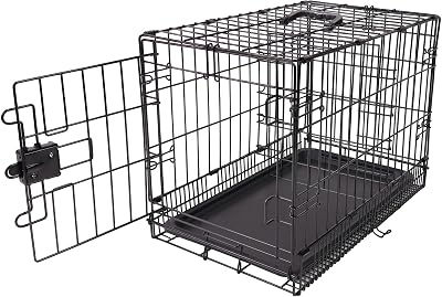 Amazon Basics XS Metal Dog Crate with Tray 56 cm Black Foldable Single Door