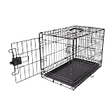 Amazon Basics Portable, Foldable Metal Wire Small Dog Crate with Removable Tray, Divider Panel, Single Door, Easy to Assemble, 24" x 18" x 20", Black