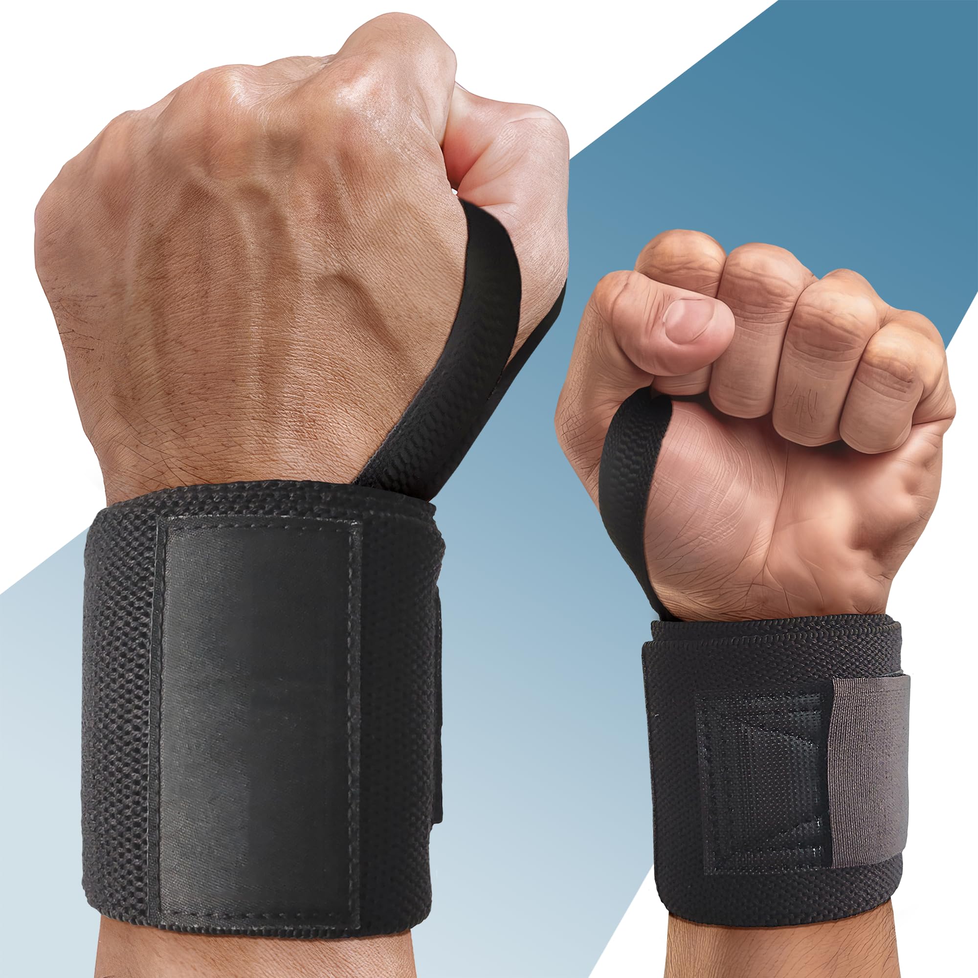 PORTENTUM Wrist Wraps - Wrist Support for Gym, Weightlifting, Crossfit, Strength Training, Fitness - for Men and Women - Sold as Pair & One Size Fits All