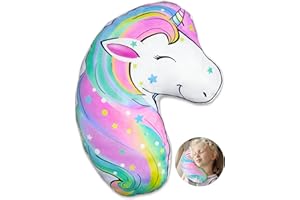 FIODAY Seat Belt Cover Pad for Kids Unicorn Seatbelt Pillow Soft Seat Belt Cover Car Pillow Toddler Travel Seat Strap Pad Neck Support for Girls Boys, Rainbow