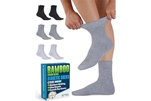 Doctor's Select Bamboo Viscose Diabetic Socks for Women & Men - 6 Pairs Non Binding Viscose Bamboo Socks for Swollen Feet
